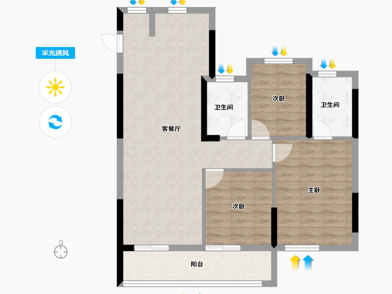 福建省-福州市-保利海丝居艺小镇和光屿湖-84.01-户型库-采光通风