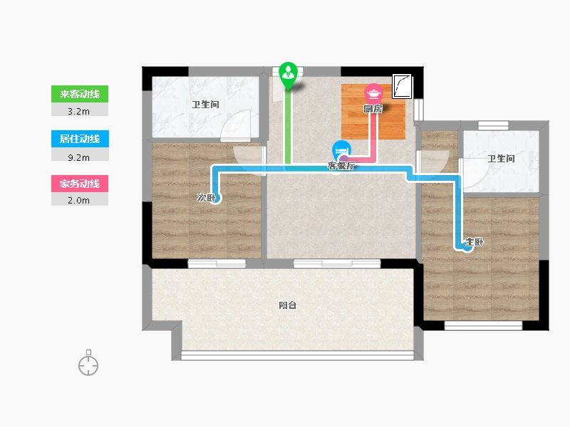 福建省-福州市-万科大樟溪岸-60.00-户型库-动静线