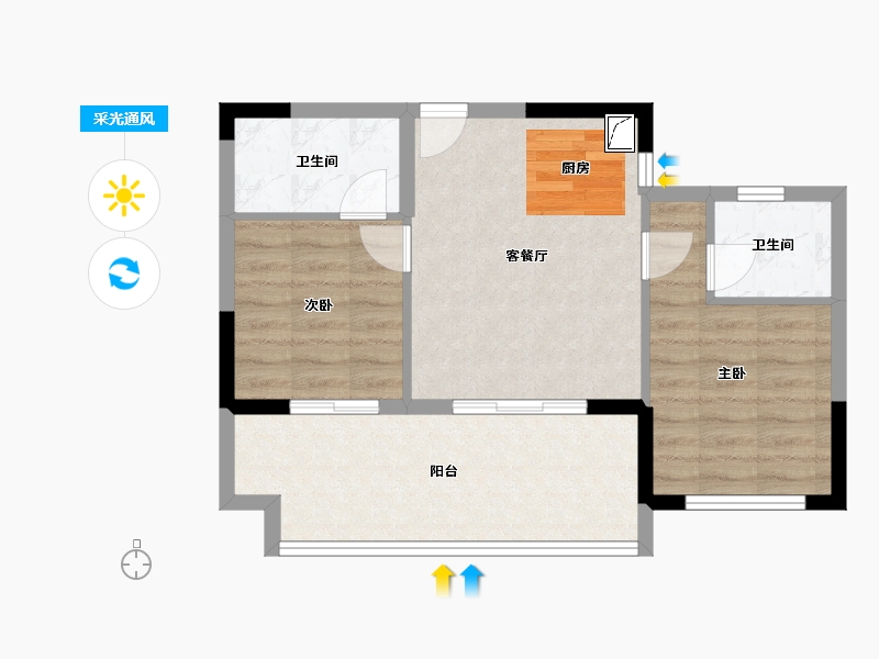 福建省-福州市-万科大樟溪岸-60.00-户型库-采光通风