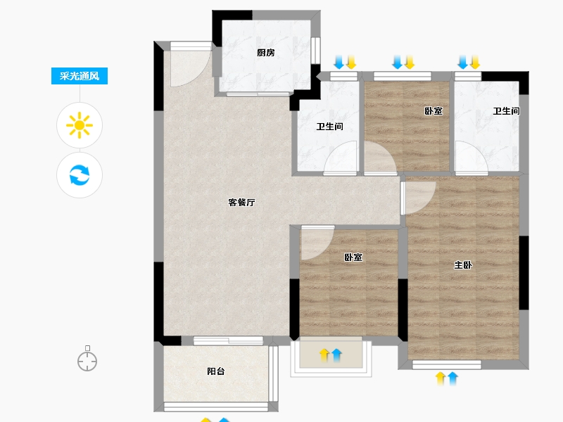 福建省-福州市-融创福州府-71.20-户型库-采光通风