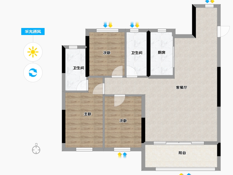 福建省-福州市-国贸润原-92.84-户型库-采光通风