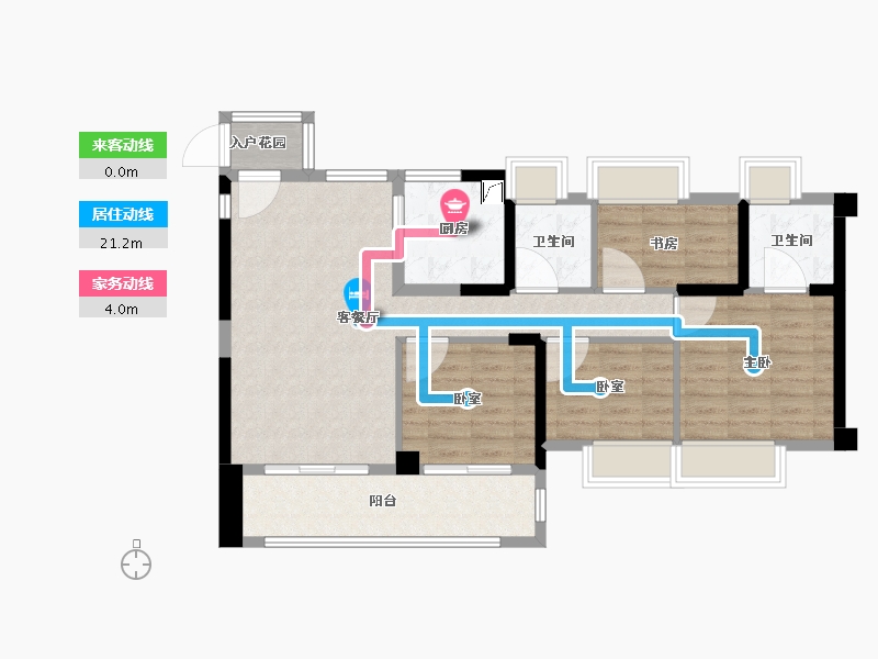 福建省-福州市-龙湖兰园天序-88.83-户型库-动静线