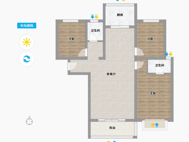 湖北省-孝感市-豫嘉盛世家园-90.00-户型库-采光通风