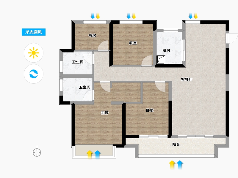 河南省-郑州市-融侨雅筑​-106.35-户型库-采光通风