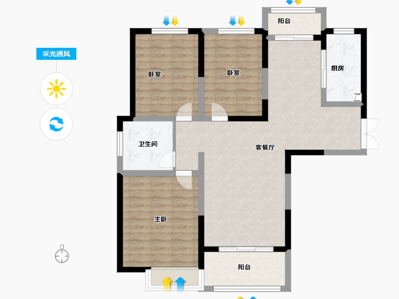 河南省-郑州市-鼎盛阳光城-94.00-户型库-采光通风