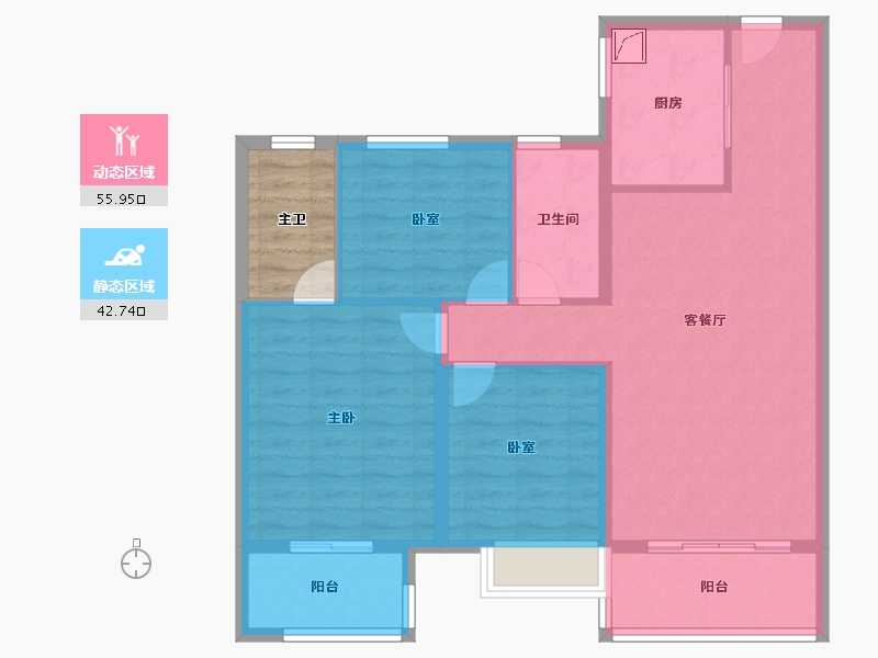 河南省-郑州市-金地滨河风华-93.35-户型库-动静分区