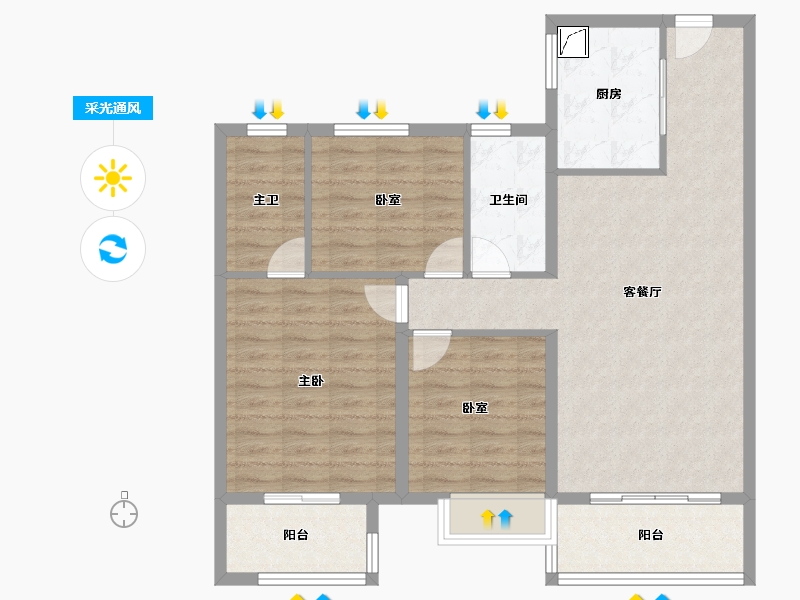 河南省-郑州市-金地滨河风华-93.35-户型库-采光通风