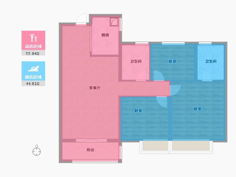 河南省-郑州市-金地滨河风华-90.26-户型库-动静分区