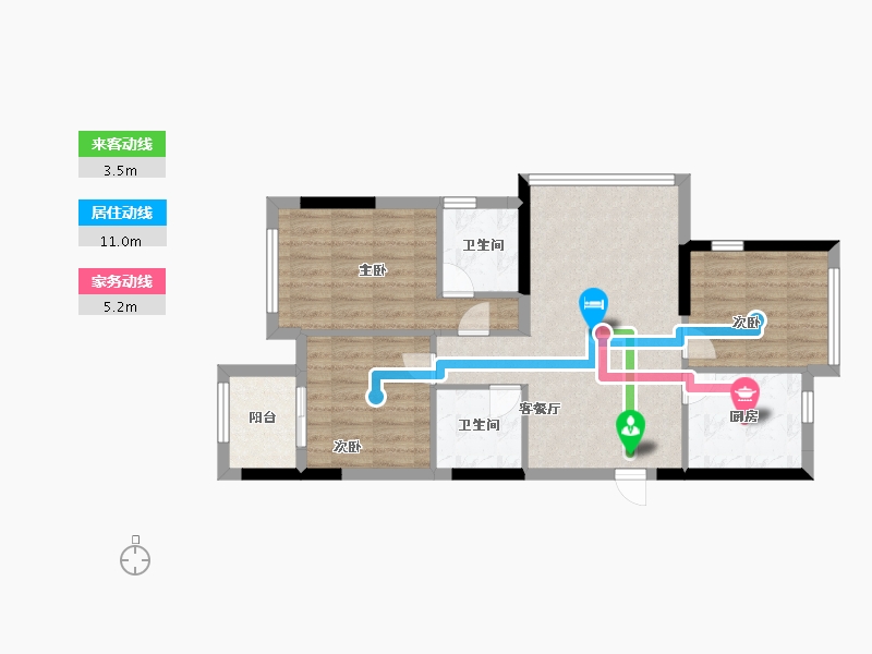 福建省-福州市-万科城市花园-71.20-户型库-动静线