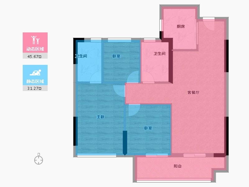 福建省-福州市-万科城市花园-68.80-户型库-动静分区