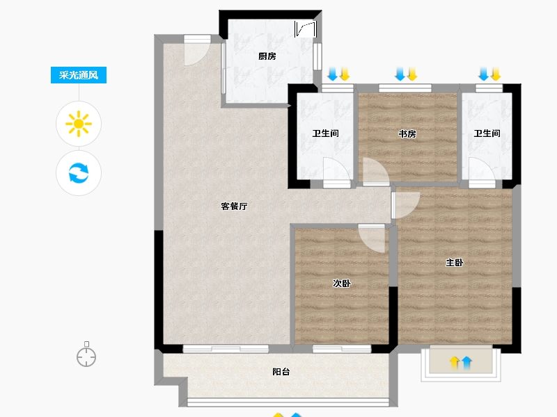 福建省-福州市-鲁能公馆三期-88.00-户型库-采光通风