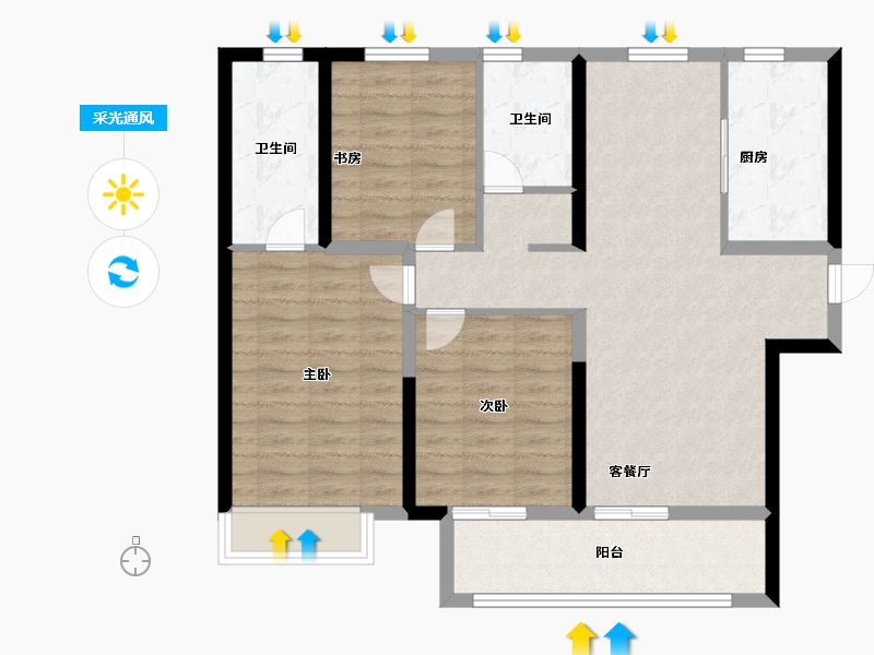 河南省-郑州市-融信朗悦·时光之城-92.00-户型库-采光通风