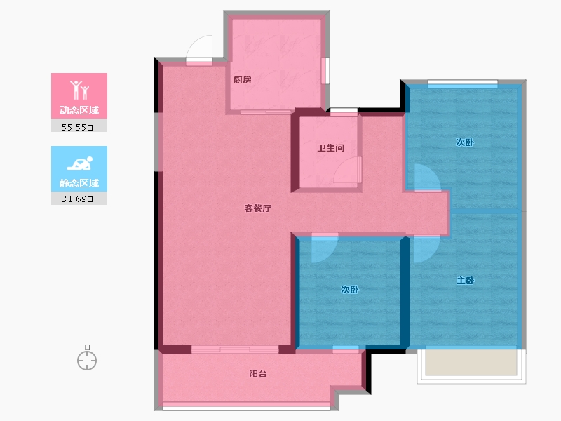 河南省-郑州市-万科翠湾中城-77.60-户型库-动静分区