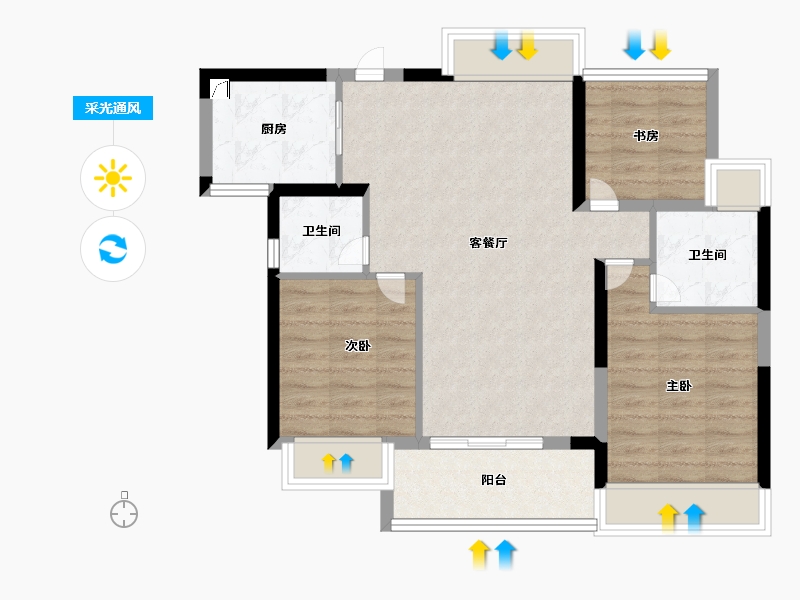 广东省-中山市-中山宝龙城-76.99-户型库-采光通风