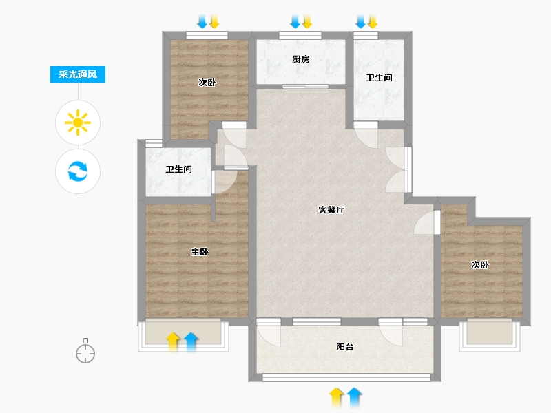 山东省-聊城市-民生凤凰城7号院-98.00-户型库-采光通风