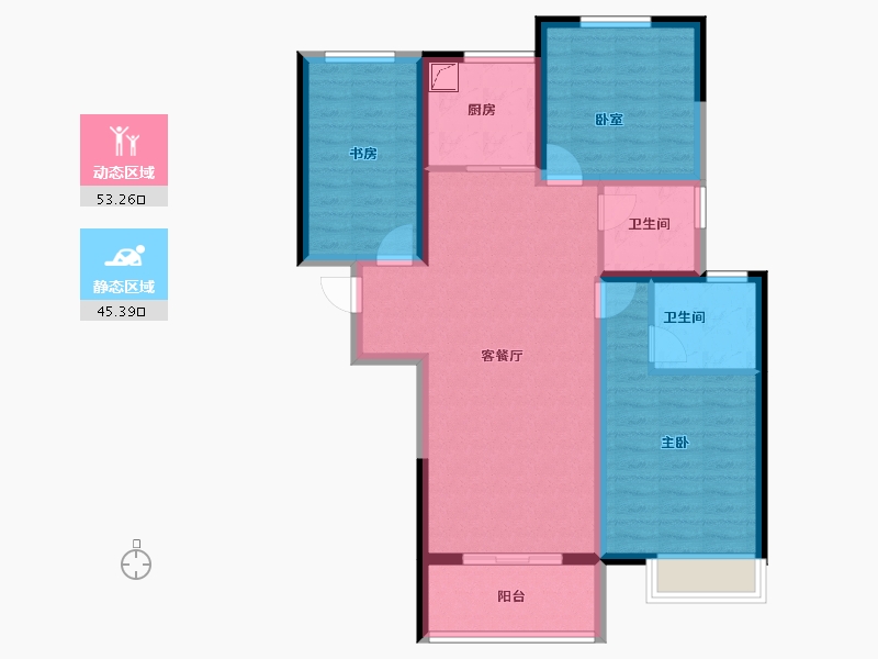 河南省-郑州市-绿都东澜岸-87.72-户型库-动静分区