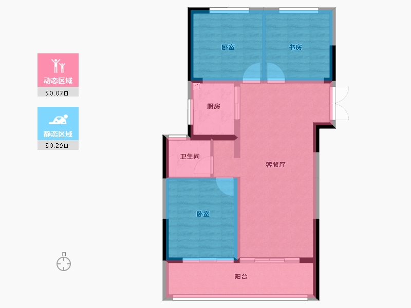 河南省-郑州市-兴港永威南樾-72.12-户型库-动静分区