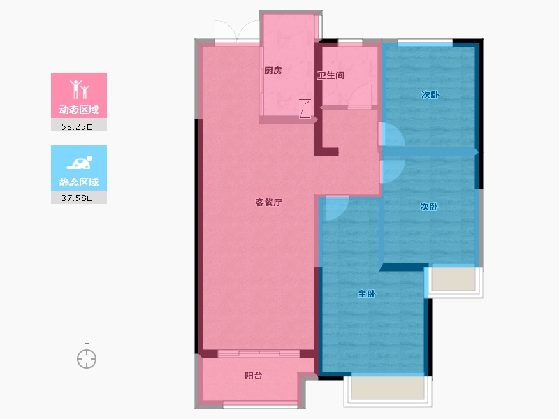 河南省-郑州市-鼎盛阳光城-81.00-户型库-动静分区