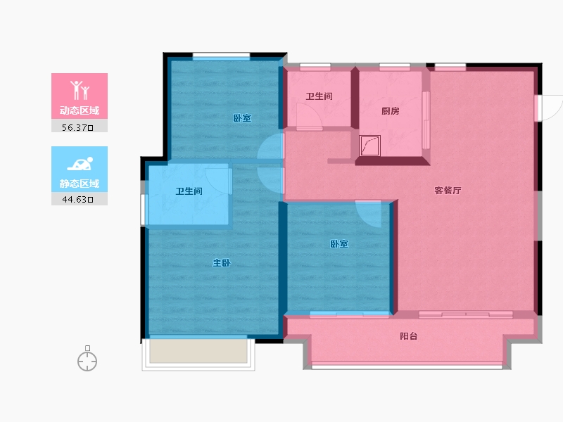 河南省-郑州市-融侨雅筑​-90.26-户型库-动静分区