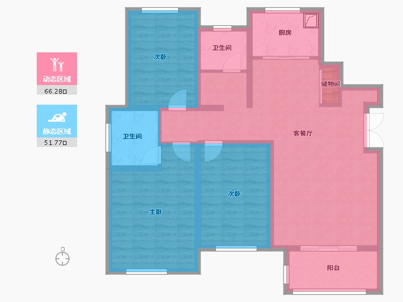 河南省-郑州市-思念果岭·岭尚桃源-105.21-户型库-动静分区