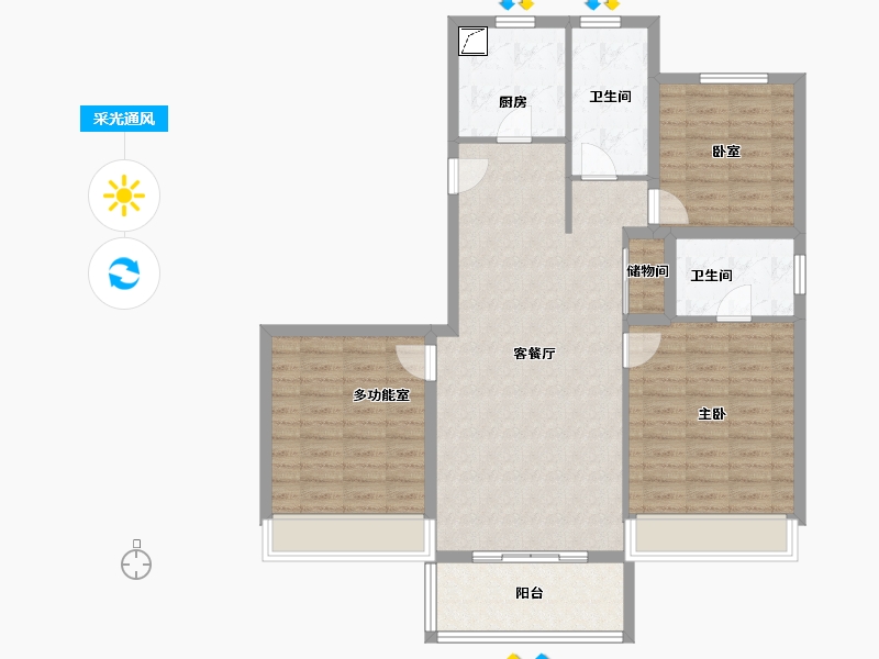 河南省-郑州市-金地滨河风华-102.72-户型库-采光通风