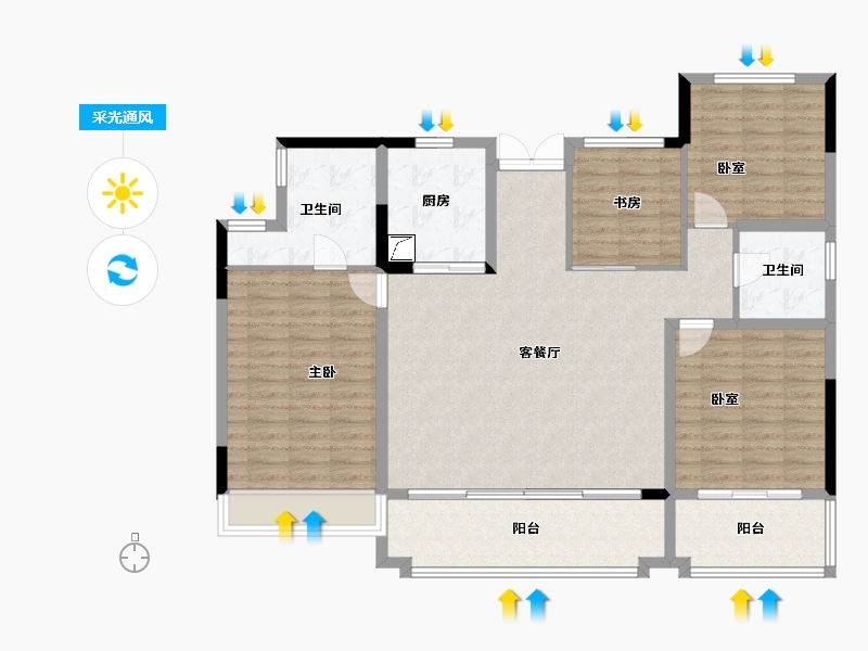 河南省-郑州市-金地滨河风华-122.79-户型库-采光通风