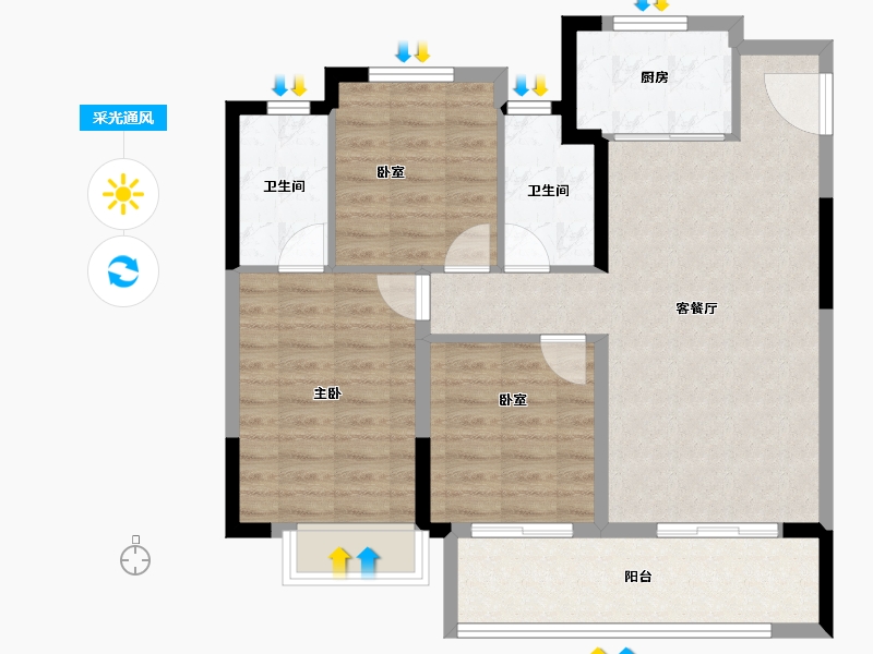 福建省-福州市-融创福州府-86.40-户型库-采光通风