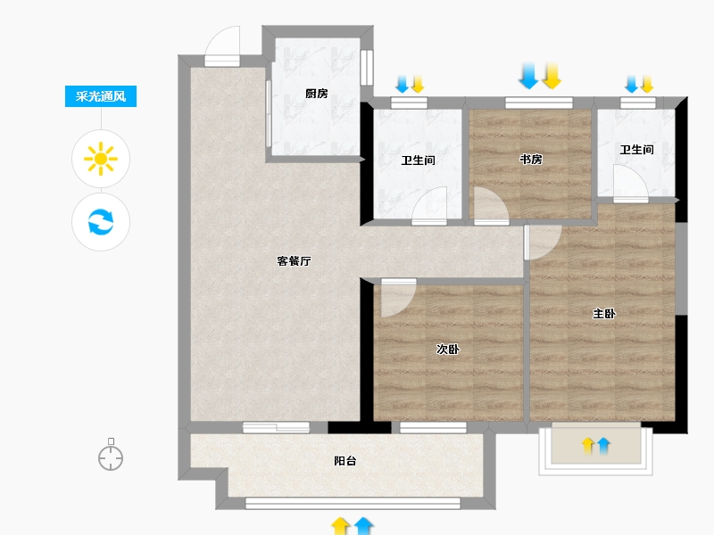 福建省-福州市-中梁百悦城-71.20-户型库-采光通风