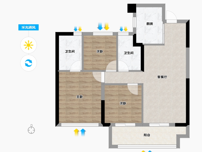 福建省-福州市-保利阅江台-71.21-户型库-采光通风