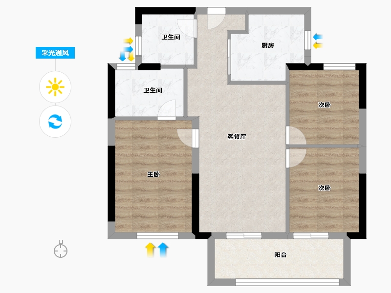 福建省-福州市-万科城市花园-68.80-户型库-采光通风