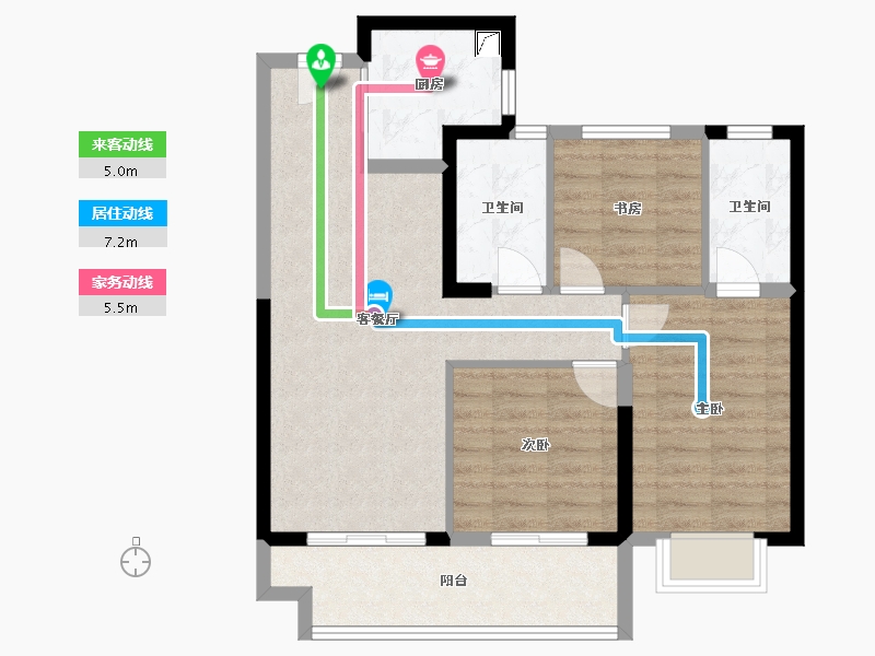 福建省-福州市-鲁能公馆三期-76.01-户型库-动静线