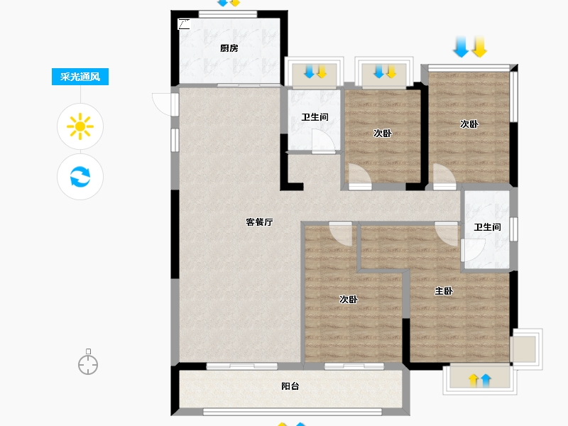 福建省-福州市-鲁能公馆三期-116.01-户型库-采光通风