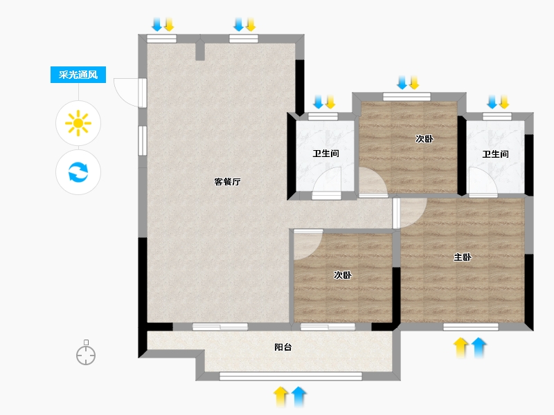 福建省-福州市-保利堂悦-84.00-户型库-采光通风