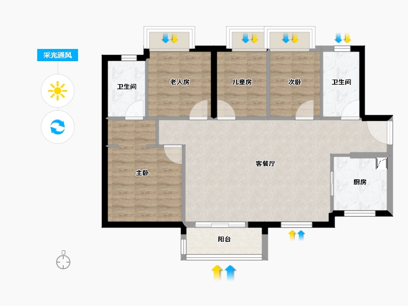 广东省-深圳市-万樾府住宅-83.75-户型库-采光通风