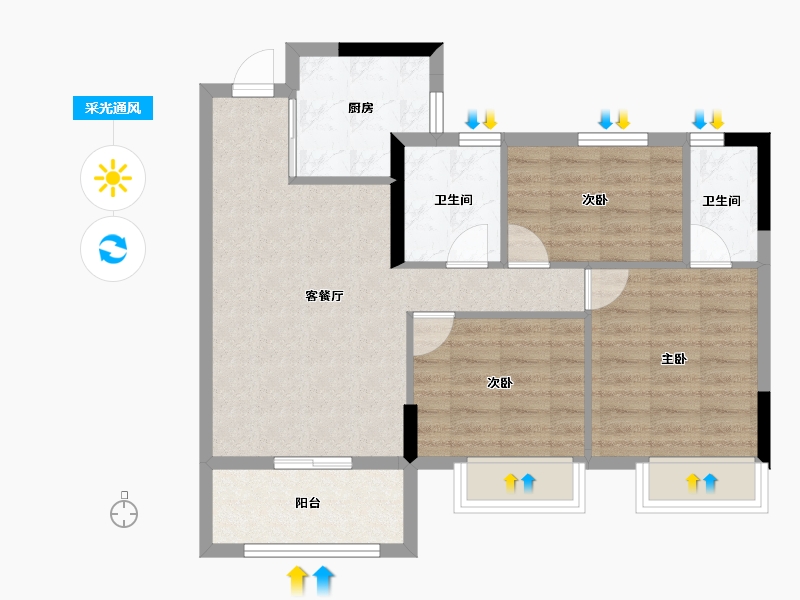 福建省-福州市-三迪雅颂枫丹-71.20-户型库-采光通风