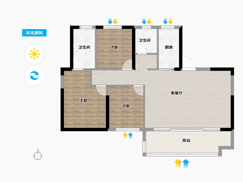 福建省-福州市-世茂海峡岛-96.87-户型库-采光通风