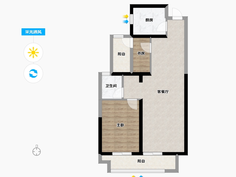 河南省-郑州市-融信朗悦·时光之城-64.00-户型库-采光通风