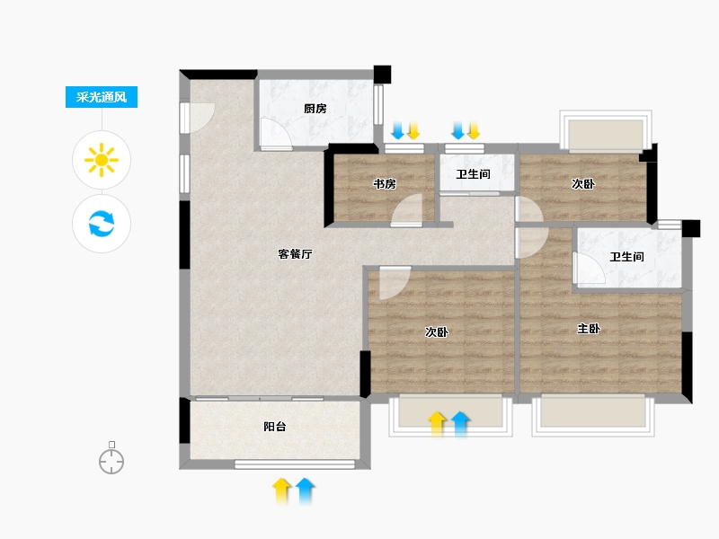 福建省-福州市-三迪雅颂枫丹-84.90-户型库-采光通风