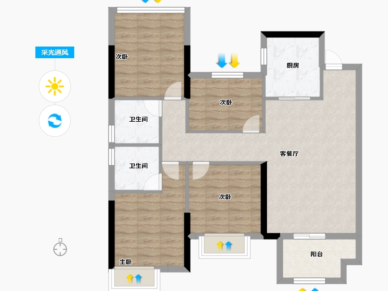 福建省-福州市-中梁百悦城-87.20-户型库-采光通风