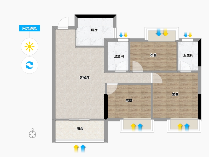 福建省-福州市-三迪雅颂枫丹-71.20-户型库-采光通风