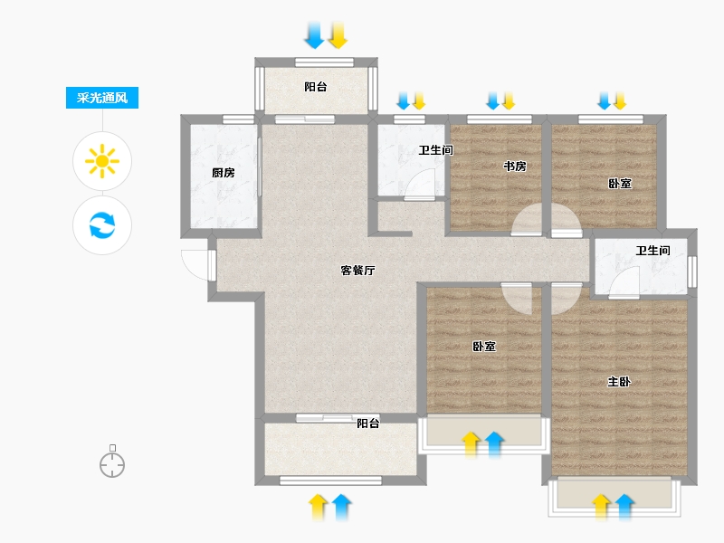 河南省-郑州市-融信朗悦·时光之城-104.00-户型库-采光通风