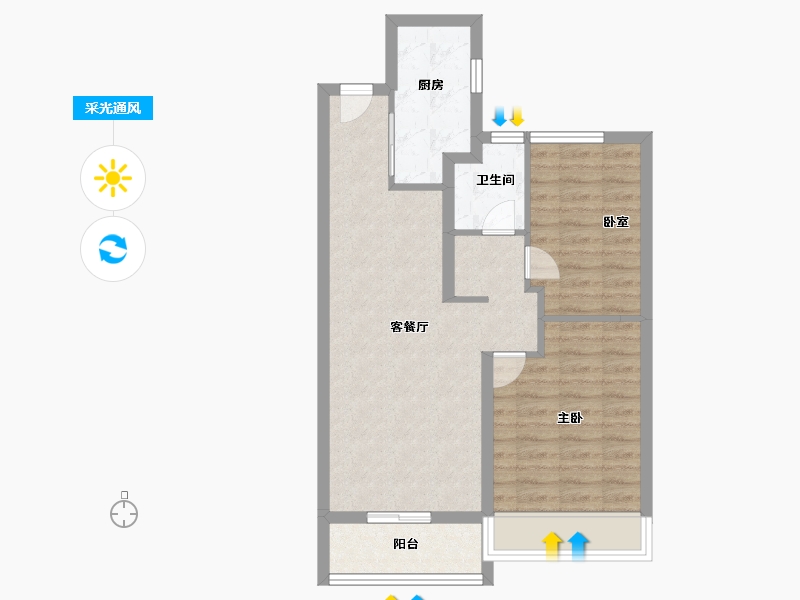 河南省-郑州市-融信朗悦·时光之城-64.00-户型库-采光通风