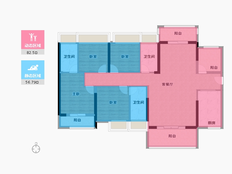 广东省-深圳市-牧云溪谷·和悦府-124.58-户型库-动静分区