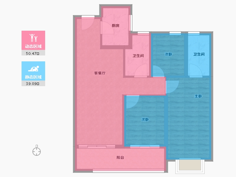 江苏省-苏州市-保利湖畔云上​-79.80-户型库-动静分区