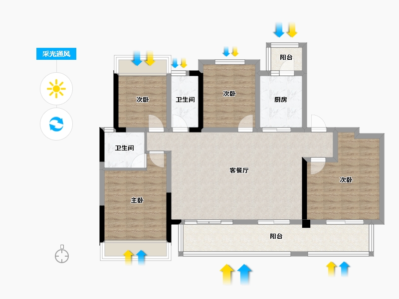 四川省-资阳市-恒信·御景-87.24-户型库-采光通风