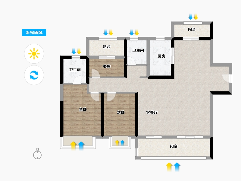 河南省-郑州市-华强国际公馆-102.39-户型库-采光通风