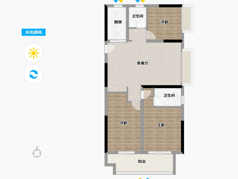 河南省-郑州市-星联·花溪府-95.20-户型库-采光通风