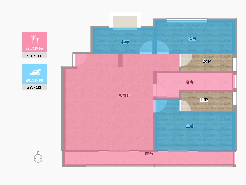 江苏省-苏州市-保利湖畔云上​-79.77-户型库-动静分区