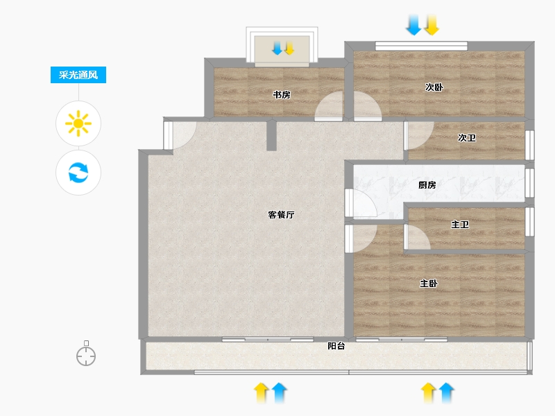 江苏省-苏州市-保利湖畔云上​-79.77-户型库-采光通风