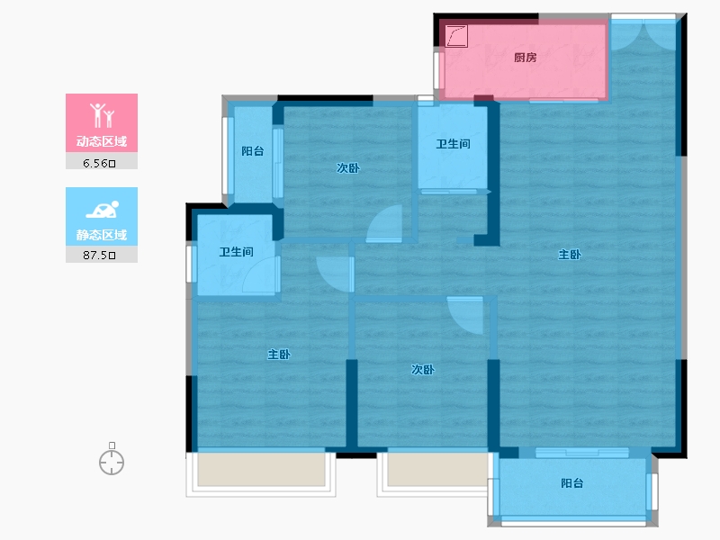 湖南省-株洲市-宝江南城首座-105.00-户型库-动静分区